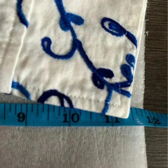 ❤️2/$50❤️[S] April Cornell Blue Embroidered White Cotton Tunic Dress Blouse - Picture 6 of 11